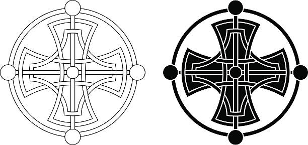 кельтский крест medaillon (узлом через изменение n ° 1 - celtic culture tied knot northern ireland cross stock illustrations