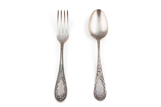 istock Photo of old silver fork and spoon 477155488