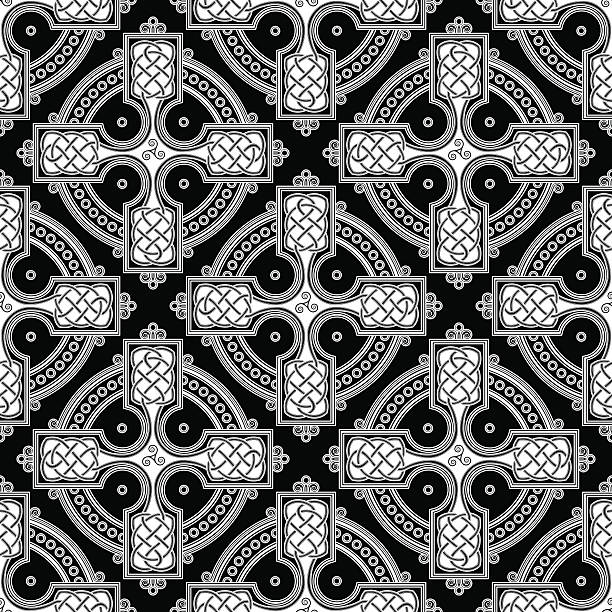 켈트 크로스관 (원활한 셀틱 노트 편차입니다 n ° 3 - celtic culture cross cross shape mandala stock illustrations