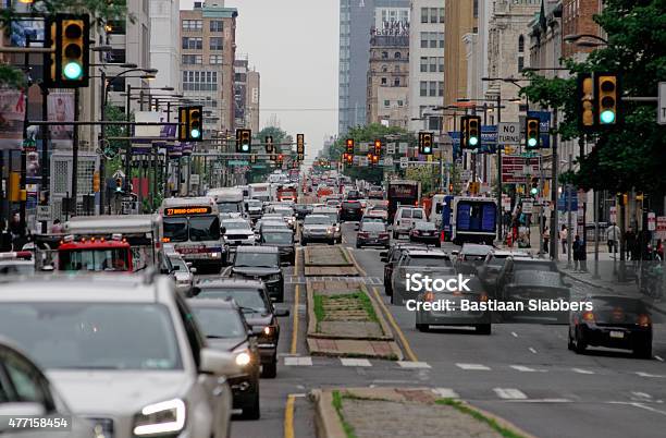 Morning Rush On Broad Street Philadelphia Pa Stock Photo - Download Image Now - Philadelphia - Pennsylvania, Traffic, 2015