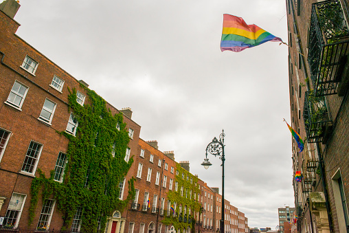 Gay Pride flags in Georgian Dublin, Ireland. 