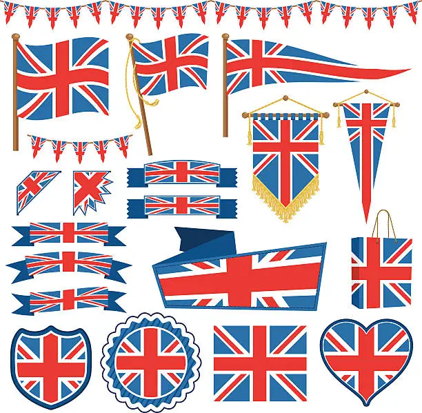 Vector illustration of uk flag decorations