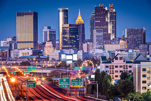 Atlanta, Georgia Skyline Atlanta, Georgia, USA twilight rush hour. atlanta georgia stock pictures, royalty-free photos & images