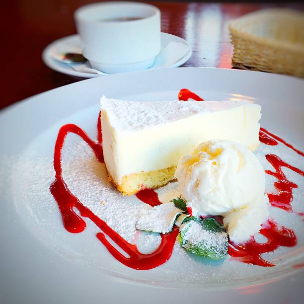 istock Dessert cheesecake with berries sauce and green mint 477164158