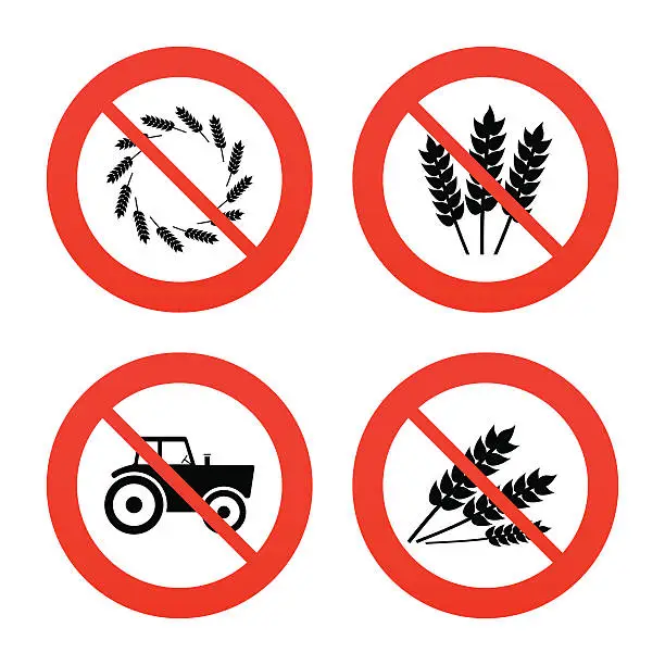 Vector illustration of Agricultural icons. Wheat corn or Gluten free