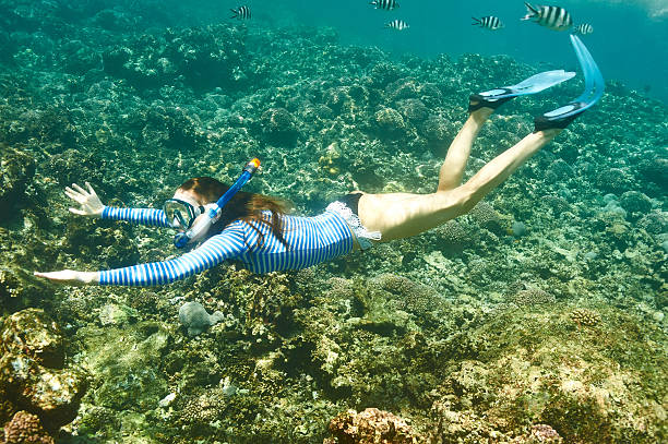 istock Woman with mask snorkeling 477165264