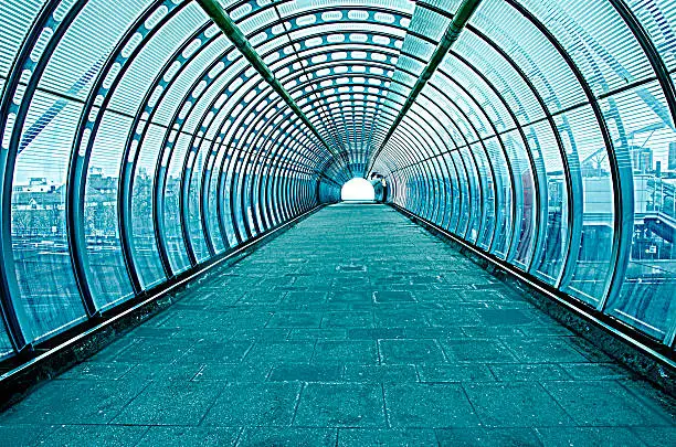 Photo of futuristic glass tunnel