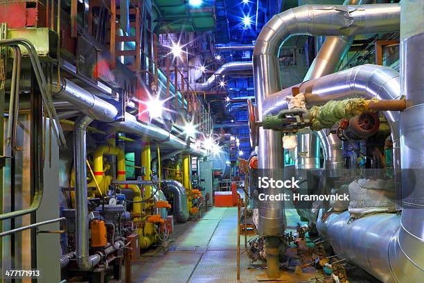 Industrial Zone Pipeline Of A High Pressure Stock Photo - Download Image Now - Engine, Factory, Machinery