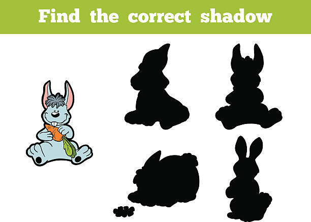 найдите нужный тень (кролик) - экзамен уха stock illustrations