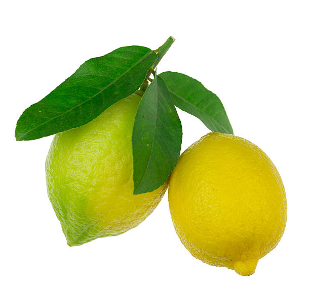 istock Lemon with leaves isolated on White Background 477173300