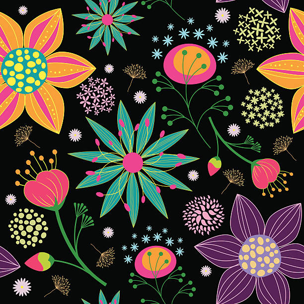 Colorful Flower Seamless Pattern Background vector art illustration