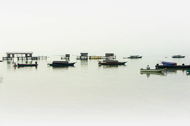 traditional gypsy village on fog background