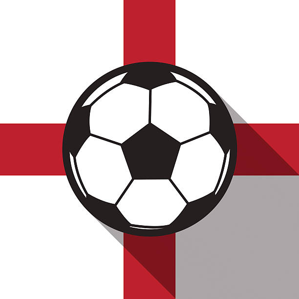 ilustrações, clipart, desenhos animados e ícones de ícone de futebol com bandeira de inglaterra fundo, vetor de sombra longa - england map soccer soccer ball