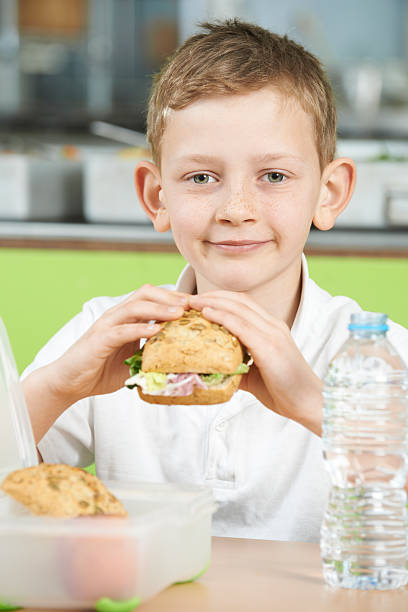 istock Pupil Sitting In School Cafeteria Eating Healthy Packed Lunch 477184598