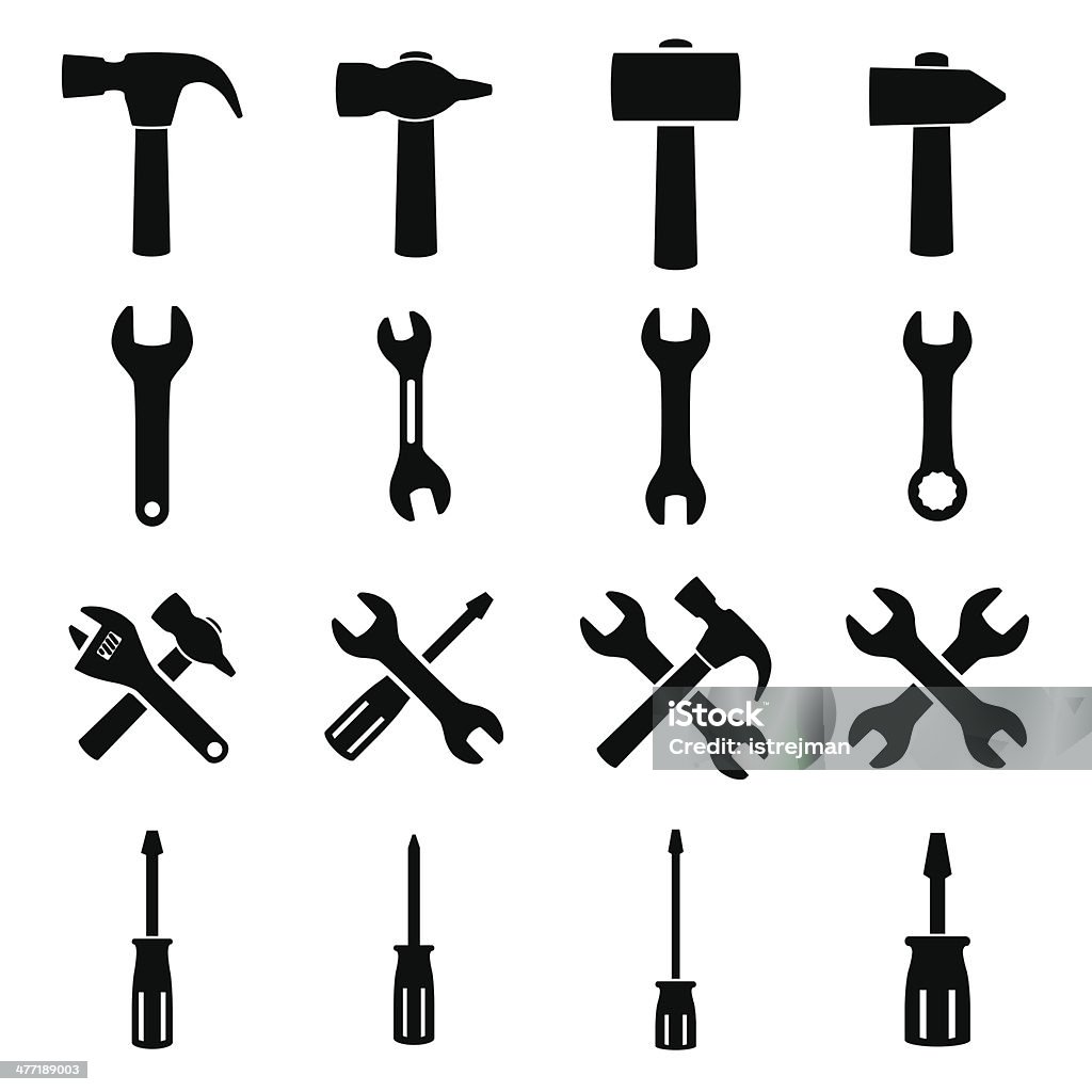 Set icons of tools Set of icons of tools on white background Icon Symbol stock vector