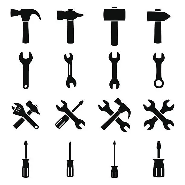 Vector illustration of Set icons of tools