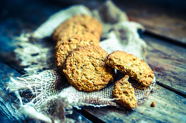 istock Vintage oatmeal cookies on rustic wooden background 477193807