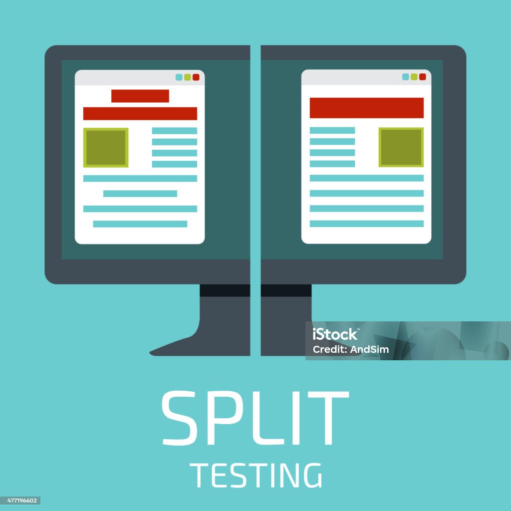 Split Test Visualisation Split Testing Concept With Desktop Computer Vector Illustration Stock ...