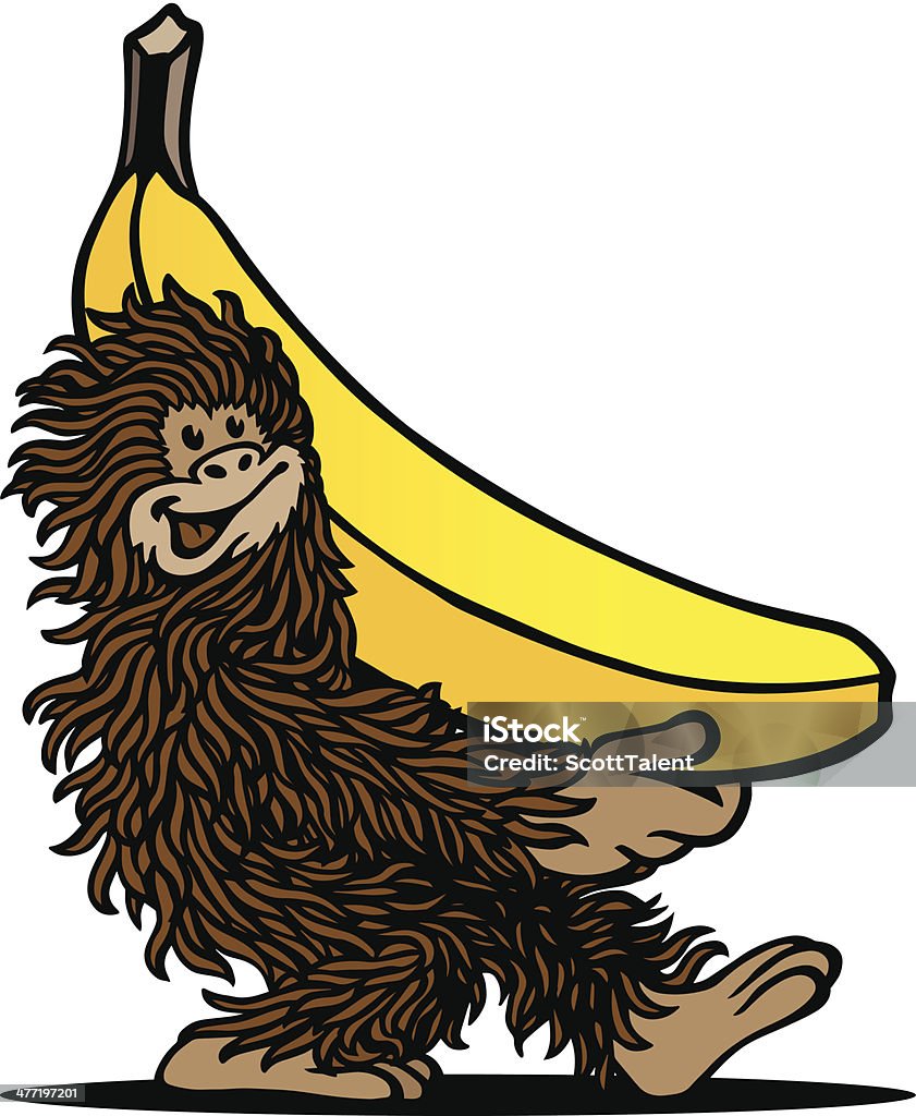 Simio & Banana - arte vectorial de Mono - Primate libre de derechos