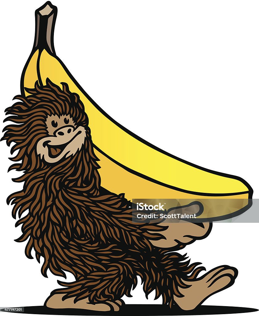 Grand singe & banane - clipart vectoriel de Banane - Fruit exotique libre de droits