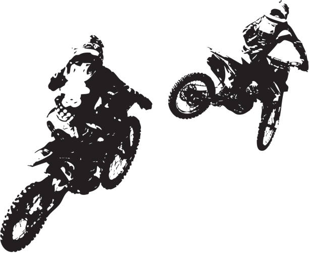 참여하고 모토크로스 라이더가 선수권대회. - motocross engine motorcycle extreme sports stock illustrations