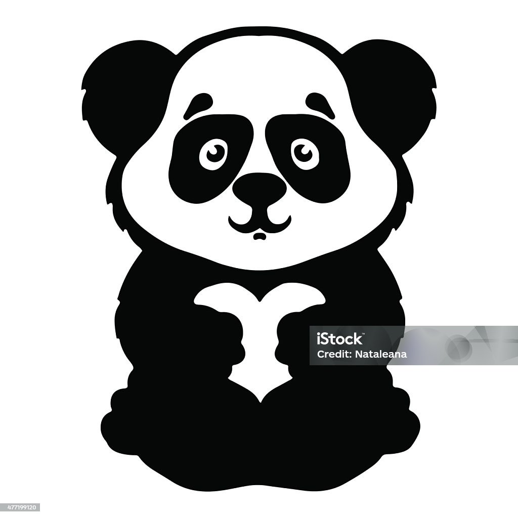 Panda bear  with heart Panda bear baby with heart hand drawn illustration isolated on a white background - vector artwork 2015 stock vector