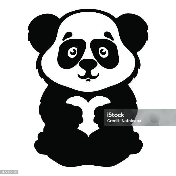 Panda Bear With Heart Stock Illustration - Download Image Now - 2015, Animal, Animal Wildlife