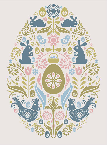 Folklore Easter Egg vector art illustration