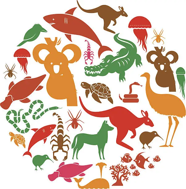 Vector illustration of Australasian Animal Icon Set