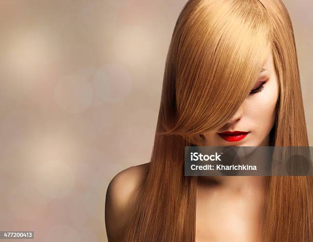 Beautiful Young Woman With Elegant Long Shiny Hair Stock Photo - Download Image Now - Shiny, Straight, Women