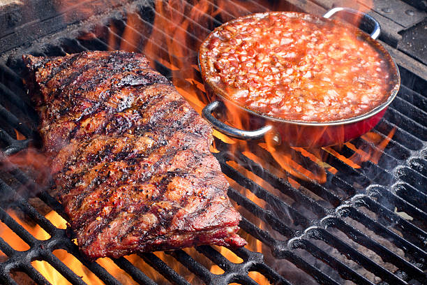 istock Baked Beans on a Grill with Baby Back Ribs 477203940