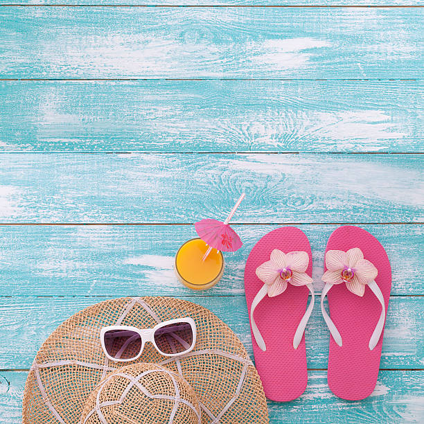 istock Summer, wooden walkway, beach accessories mock up for design 477206650