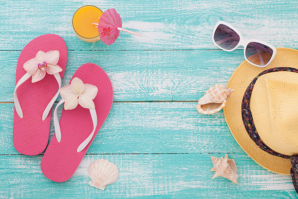 istock Summer, wooden walkway, beach accessories mock for design 477206658