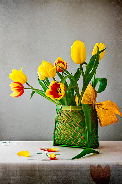 istock Still life bouquet tulips classic style 477207971