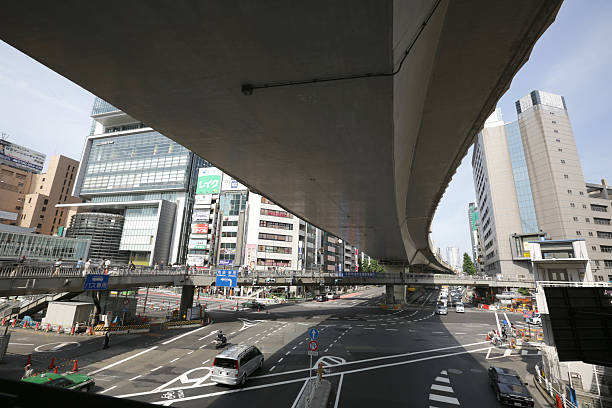 widok z promenada w pobliżu stacja shibuya, tokio, japonia w spring - lee street station zdjęcia i obrazy z banku zdjęć