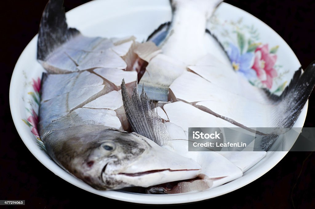 Pescado crudo en la placa - Foto de stock de Aislado libre de derechos