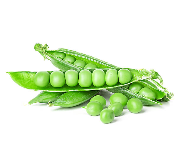 istock Fresh green pea pod isolated on white background 477214110
