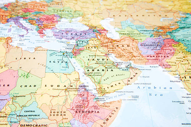 Map. Map close up: Africa, Asia. north africa stock pictures, royalty-free photos & images