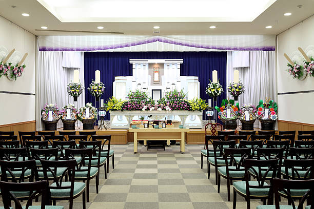 Funeral scene Funeral home interior of a japanese style undertaker stock pictures, royalty-free photos & images