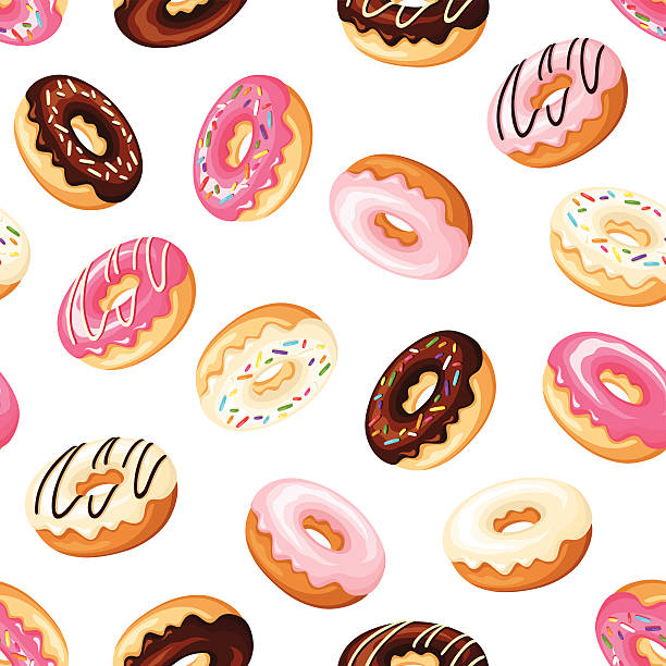 원활한 배경 도너츠. 벡터 일러스트레이션. - donut stock illustrations