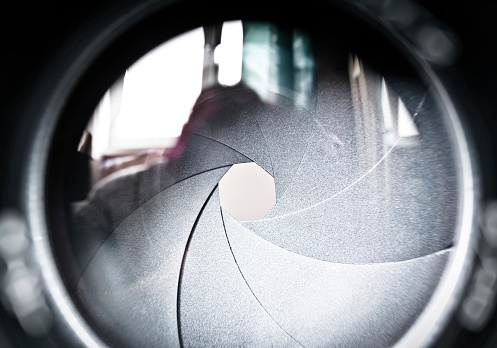 El diafragma de la lente de la cámara de apertura. photo