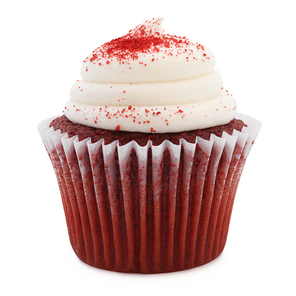Red Velvet cupcake isolated on white (excluding the shadow)