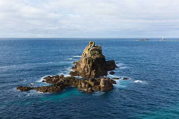 Aerial view of city on headland above ocean, Newquay, Cornwall