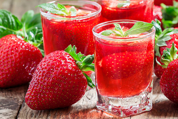 istock Fresh strawberry juice, selective focus 477233506
