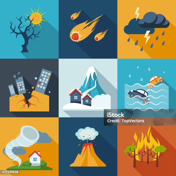 Natural Disaster Icons Stock Illustration - Download Image Now - Icon Symbol, Climate Change, Illustration