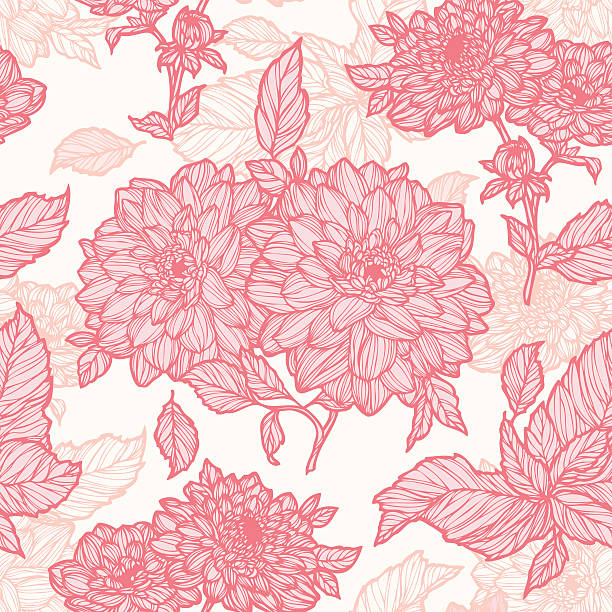 Seamless pattern with flowers peonies vector art illustration