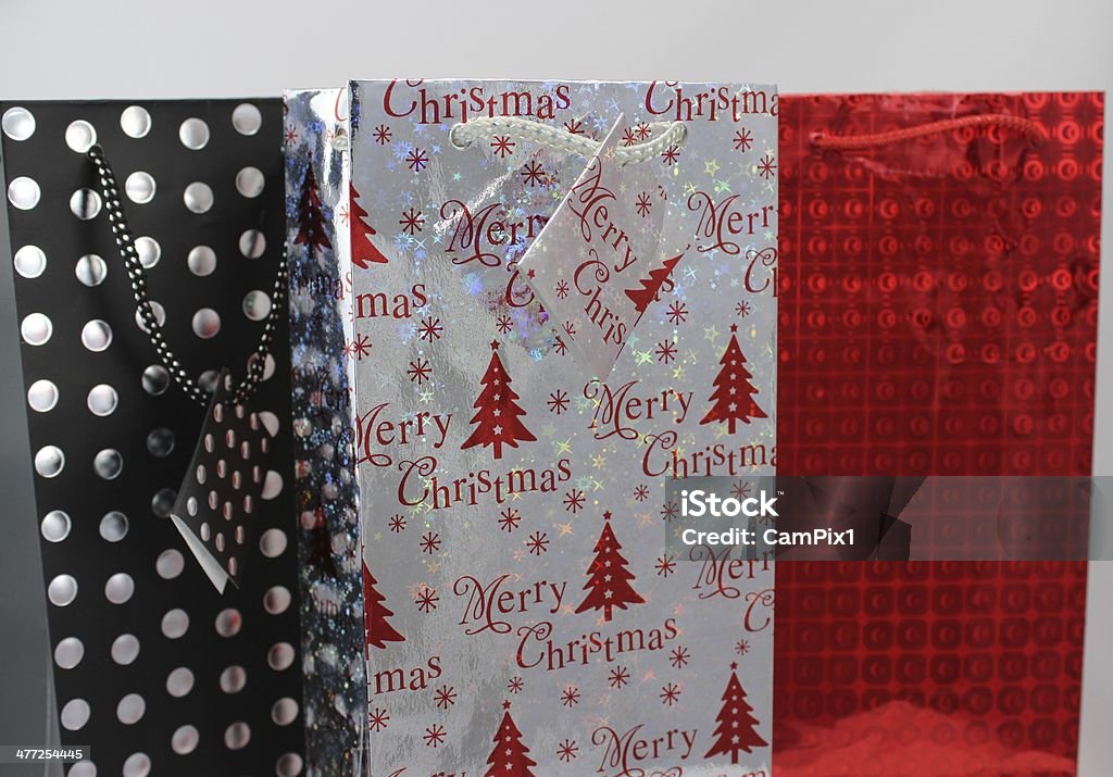 Christmas Gift Bags A Trio of Christmas Bags Art And Craft Stock Photo