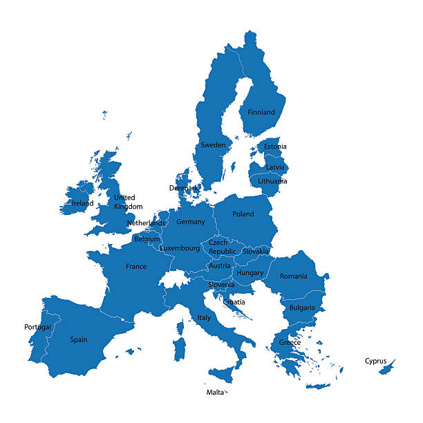 illustrazioni stock, clip art, cartoni animati e icone di tendenza di blu mappa dell'unione europea - scozia centrale