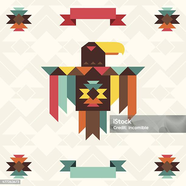 Ethnic Background With Eagle In Navajo Design Stock Illustration - Download Image Now - Abstract, American Culture, Ancient