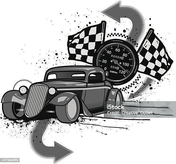 Hot Rod Grunge Stock Illustration - Download Image Now - Auto Racing, Car, Checkered Flag